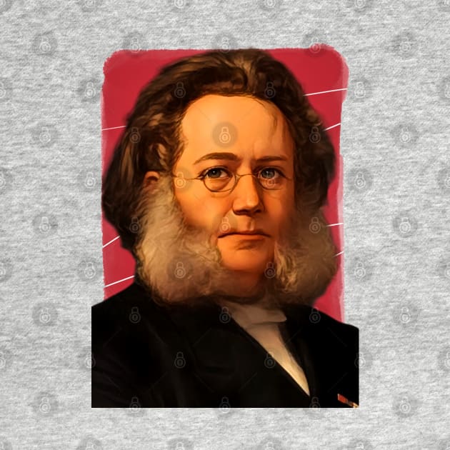 Norwegian playwright Henrik Ibsen Illustration by Litstoy 